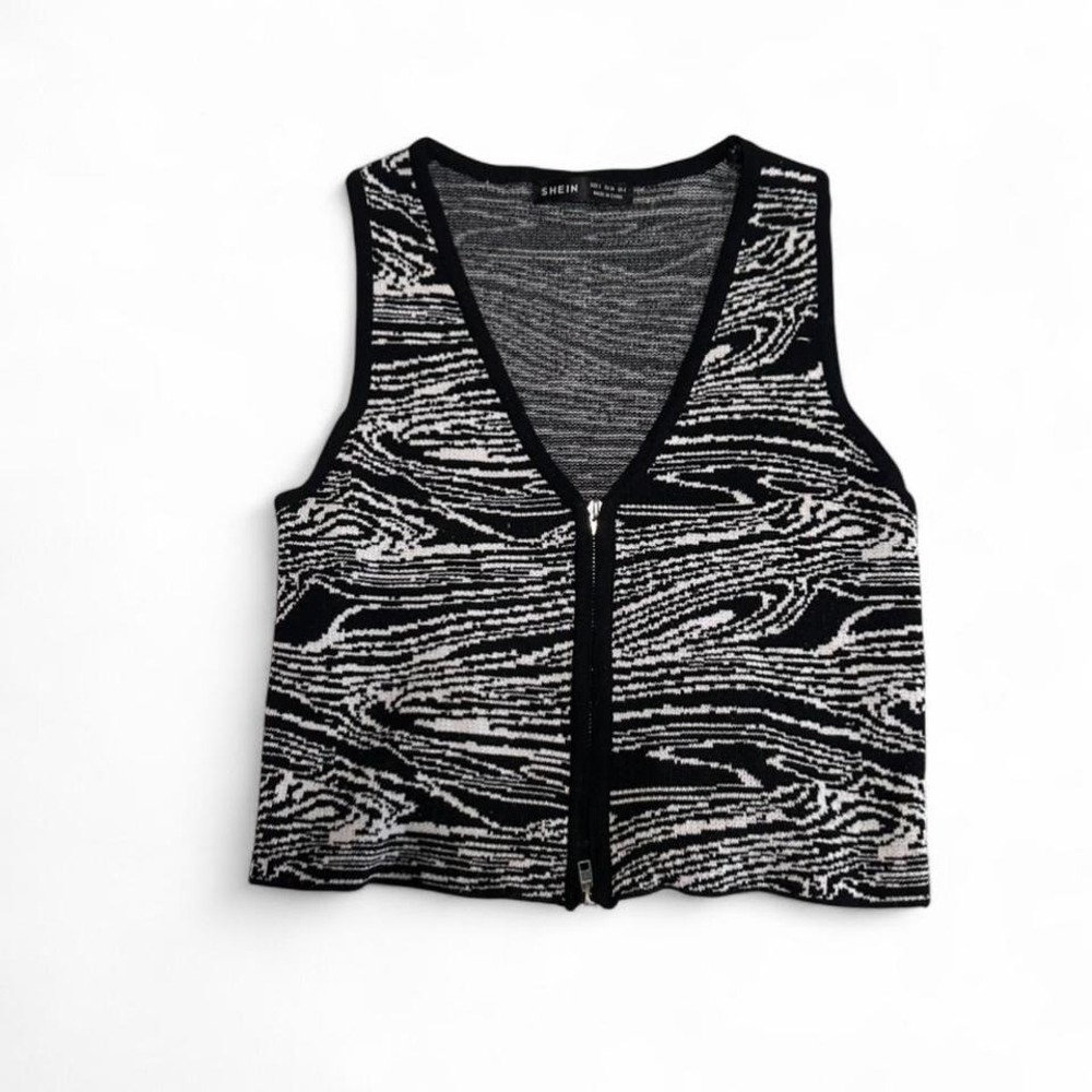 SHEIN Black White Zebra Print Zip Up